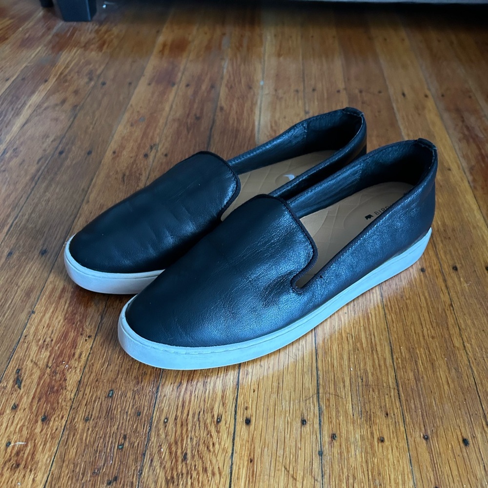 Birdies The Swift Slip On Sneaker Black Leather Flats Comfort Shoes